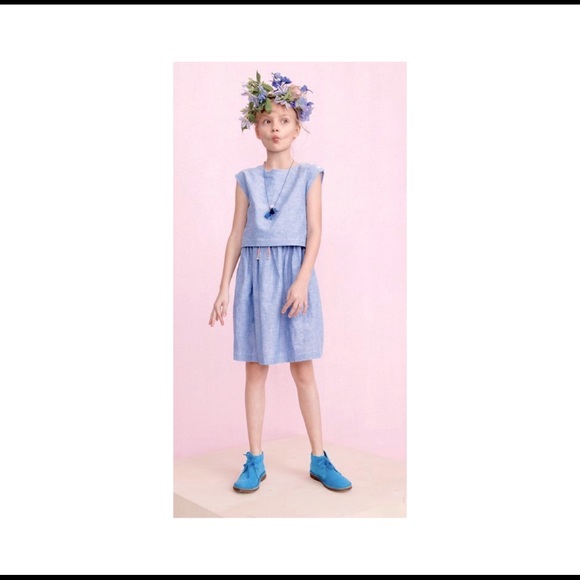 Jcrew Crewcuts Linen Blend Girl’s A-Line Dress - Picture 1 of 7